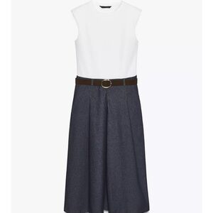 Zara White and Blue Midi Dress